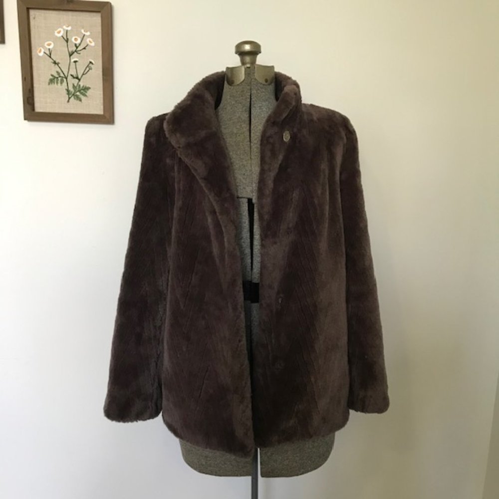 VINTAGE 70's/80's Chocolate Brown Faux Fur Coat